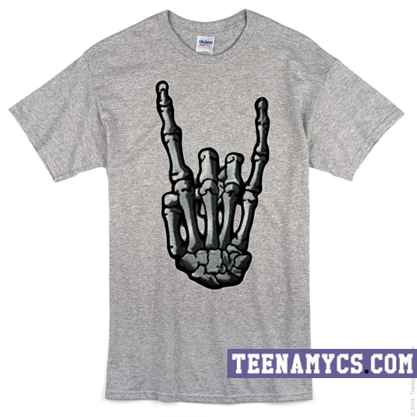 Skeleton Hand Horns Up Metal Sign T Shirt teenamycs